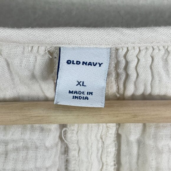 Old Navy Womens XL Embroidered Peasant Blouse Gauzy Cotton Boho Floral Shirt - Picture 4 of 11